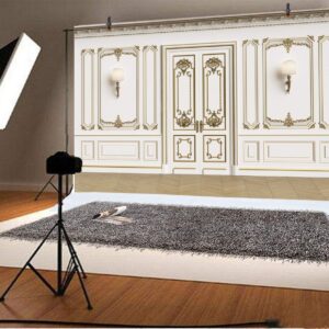 Leyiyi 7x5ft Vintage Room Inside Backdrop European Frame Decor French Door Modern Castle House Cementery Wall Empty Building Photo Background Cowboy Kids Birthday Portrait Studio Prop Vinyl Wallpaper