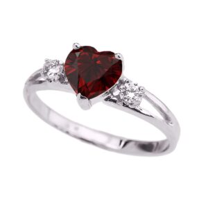 Precious Sterling Silver CZ & January Birthstone Heart-Shaped Proposal/Promise Ring (Size 4)