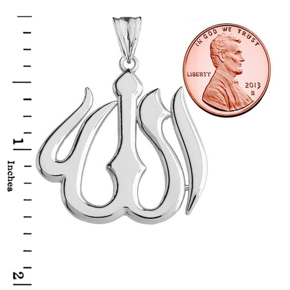 Middle Eastern Jewelry Bold Sterling Silver Allah Charm Pendant