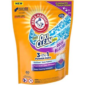 Arm & Hammer Plus OxiClean With Odor Blasters LAUNDRY DETERGENT 5-IN-1 Power Paks, 40CT (Packaging may vary)