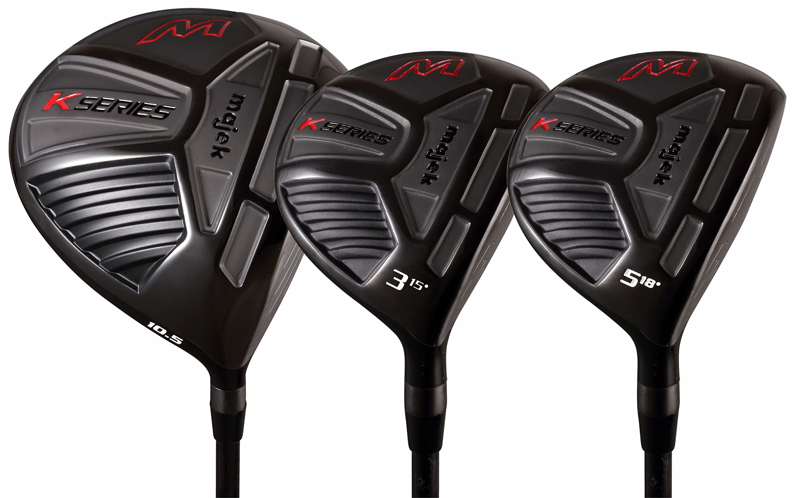 XL Big & Tall Senior Men's (+2" Longer Than Standard Length) Majek K-Series High Launch 460cc 10.5° Driver and 3 5 Fairway Wood Set Golf Clubs, Right Handed Senior Flex with Black Pro Velvet Grips