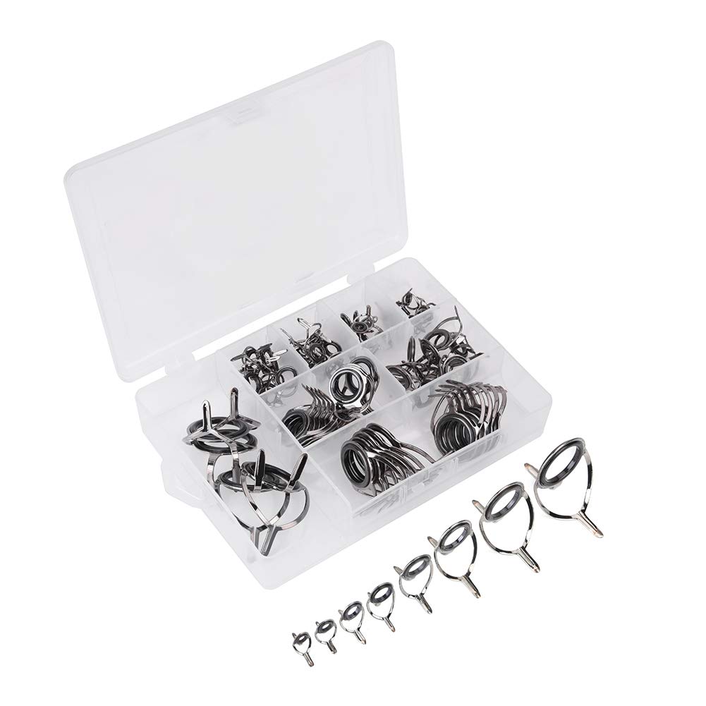 VGEBY 75 Pcs Fishing Rod , Stainless Steel Ceramic Fishing Rod Guides Tip Rings Fishing Rods and Accessories Fishing Rod Guides