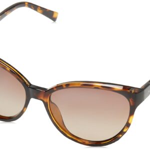 COLE HAAN Women's CH7046 Polarized Cat Eye Sunglasses, Tortoise/Brown Gradient, One Size