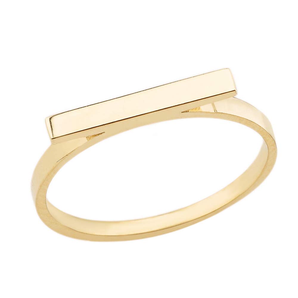 Women's 10k Yellow Gold Dainty High Polish Horizontal Bar Ring (Size 11)