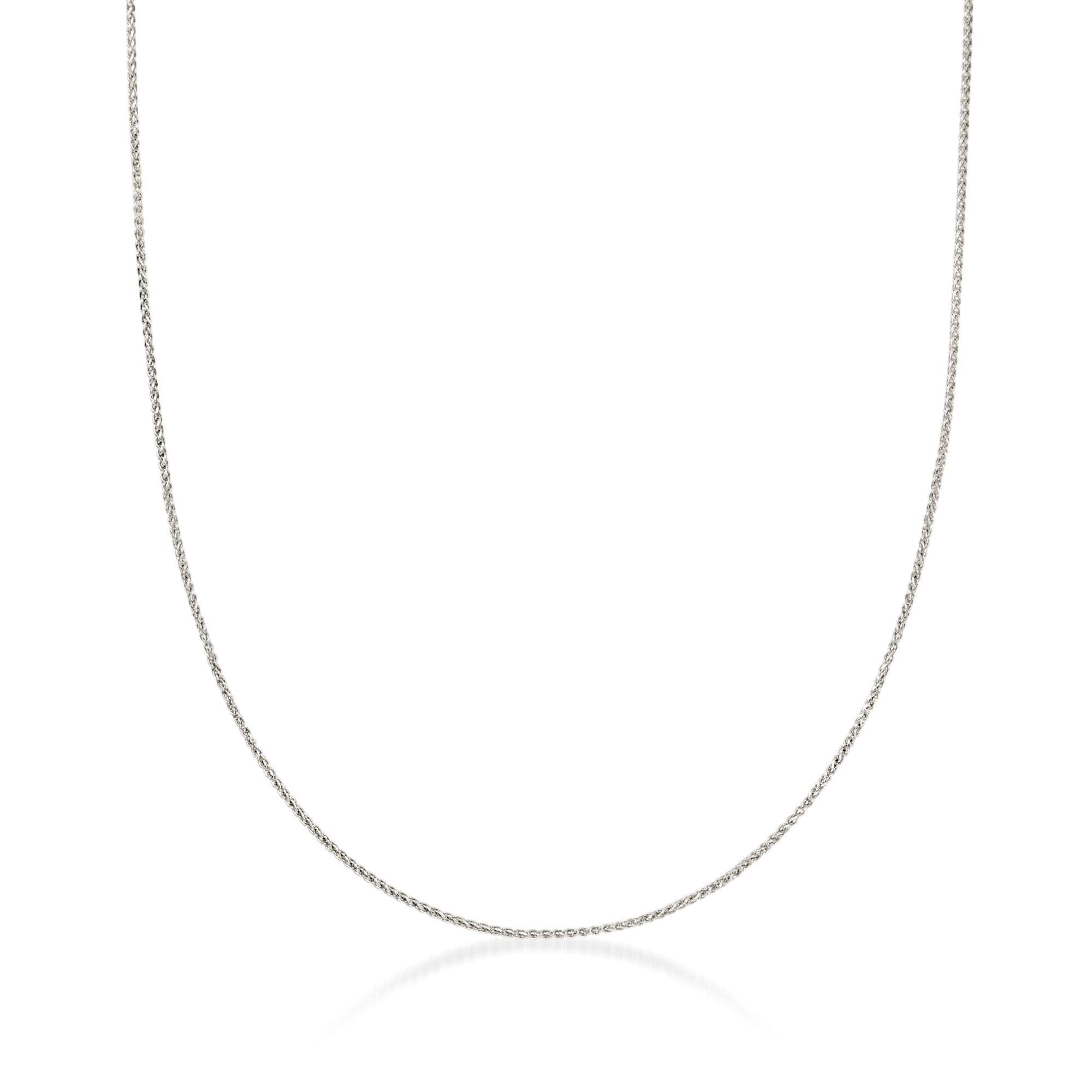 Ross-Simons 0.6mm 14kt White Gold Wheat-Chain Necklace. 18 inches