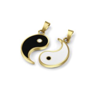 JUXINDA Yin and Yang necklace, personalized engraved stainless steel gold-plated puzzle pendant jewelry, suitable for couples necklaces with adjustable chains