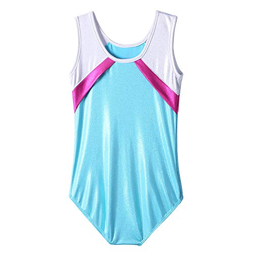 BAOHULU Gymnastics Leotards for Little Girls Stiching Ribbons One-piece Dance Outfit B164_LightBlue_6A