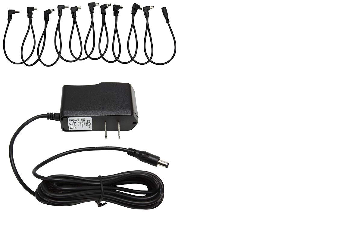 Pig Hog Power Kit - 9 Volt Effect Pedalboard Power Supply + 10 Spot Daisy Chain