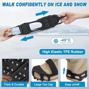 Ice Snow Traction Cleats for Shoes and Boots Non-Slip Crampon Snow Cleats for Winter Walking on Snow and Ice Boots Cleats for Men Women Walking Jogging Hiking (24 Steel Crampons, Size XL)