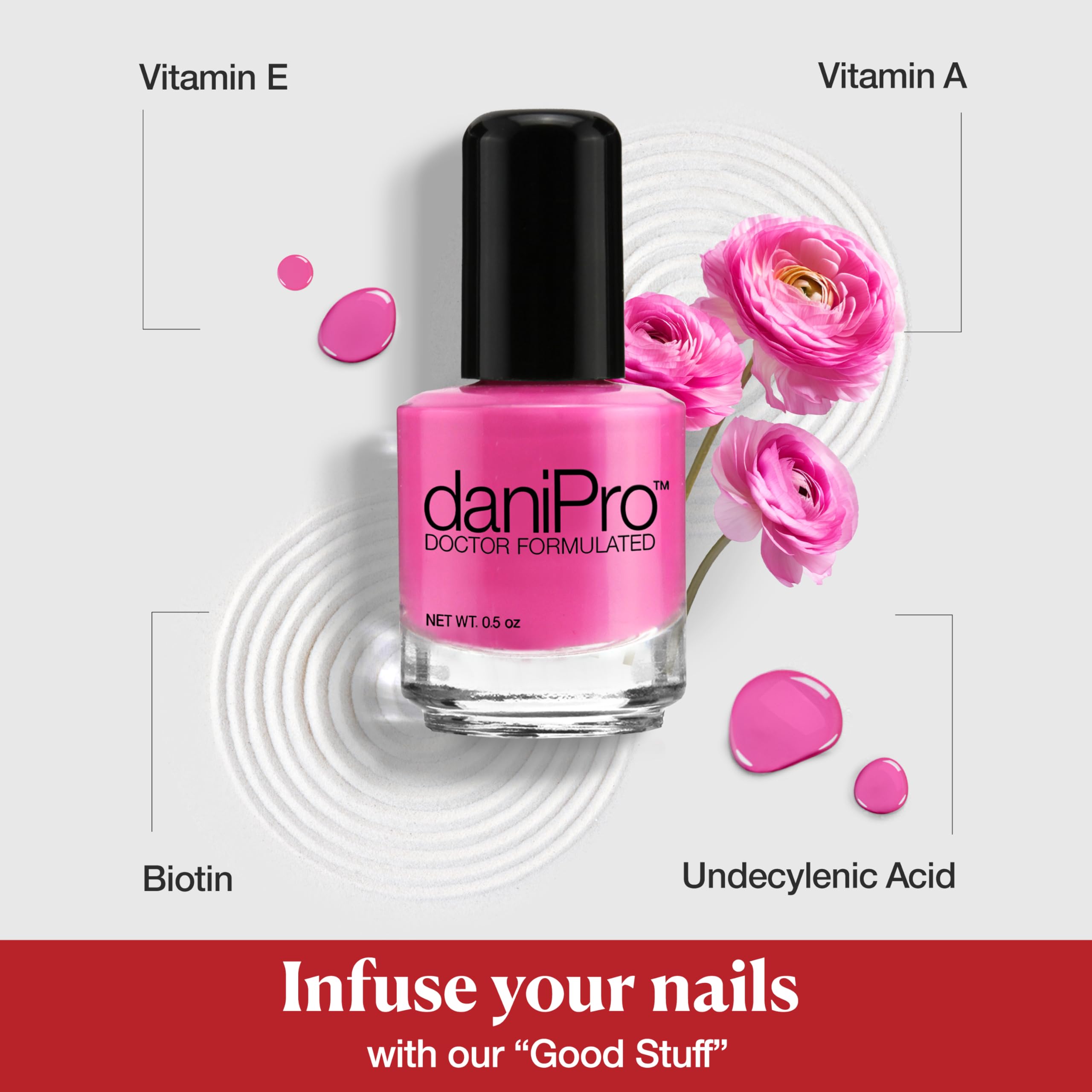 daniPro Doctor Formulated bright pink Nail Polish My Girl - Fingernail Polish & Toenail Polish, 0.5 oz with Biotin & Vitamins - Vegan Formula for Healthy Nails - Manufactured in the USA