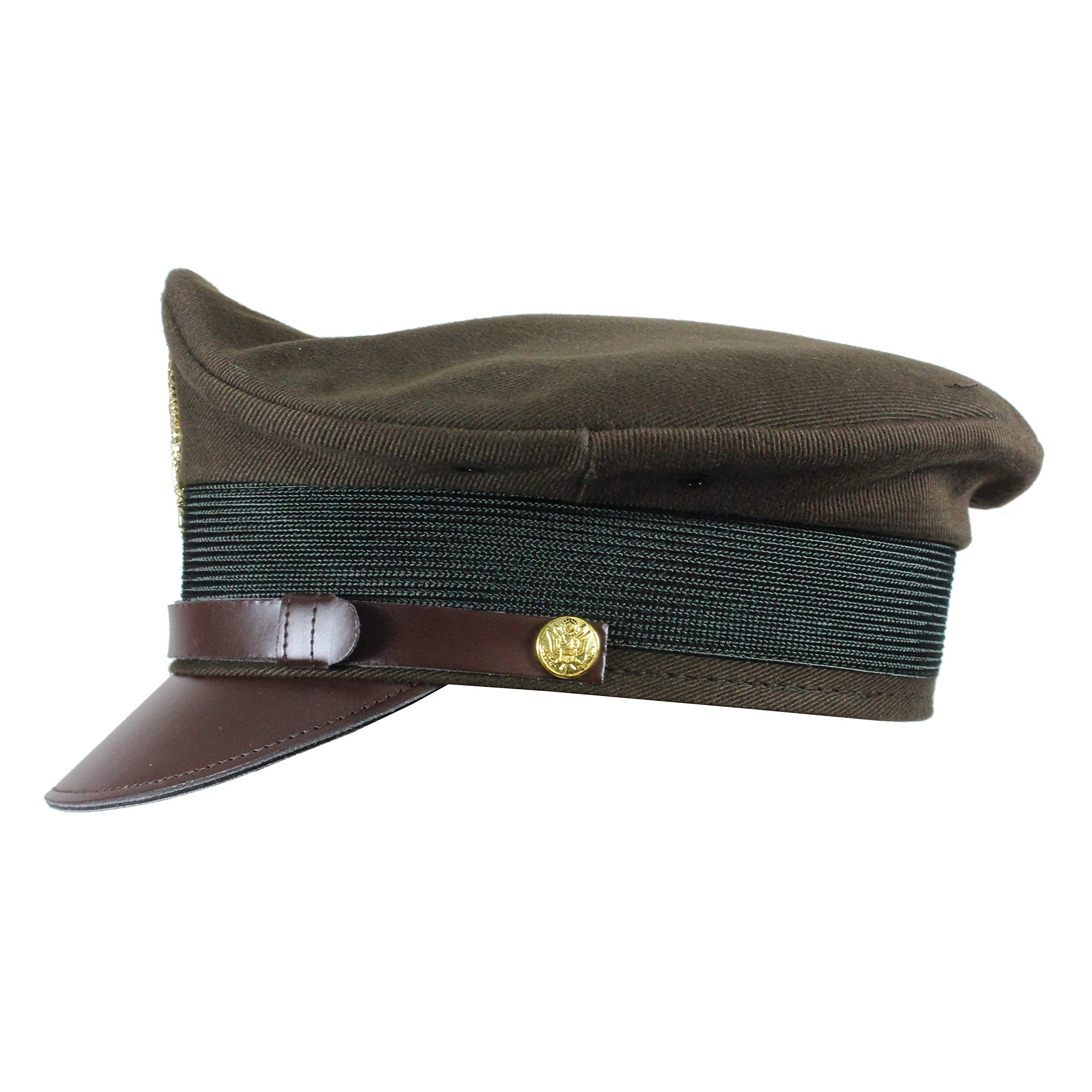 Epic Militaria Replica WW2 US Army Officers Visor Cap - Olive (Large - 58/59 cm)