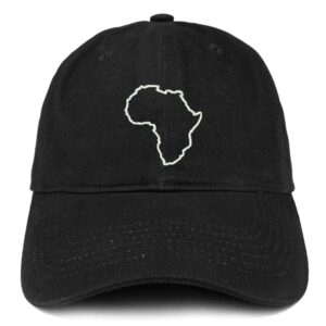 trendy apparel shop africa map outline embroidered cotton dad hat - black