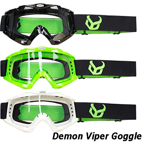 Demon United Podium Black/Black Full Face Mountain Bike Helmet- BMX Helmet- with Demon Viper MTB Goggles- 3 Goggle Color Options Available (White Goggle Frame, XLarge)