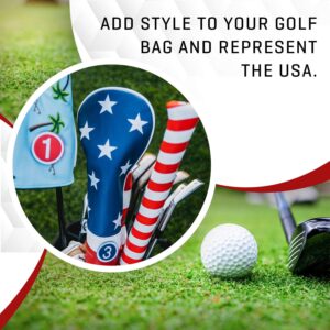 Pins & Aces USA Fairway Wood Head Cover - Premium, Hand-Made Leather 3W Headcover - American Pride Styled, Tour Quality Golf Club Cover - Style and Customize Your Golf Bag