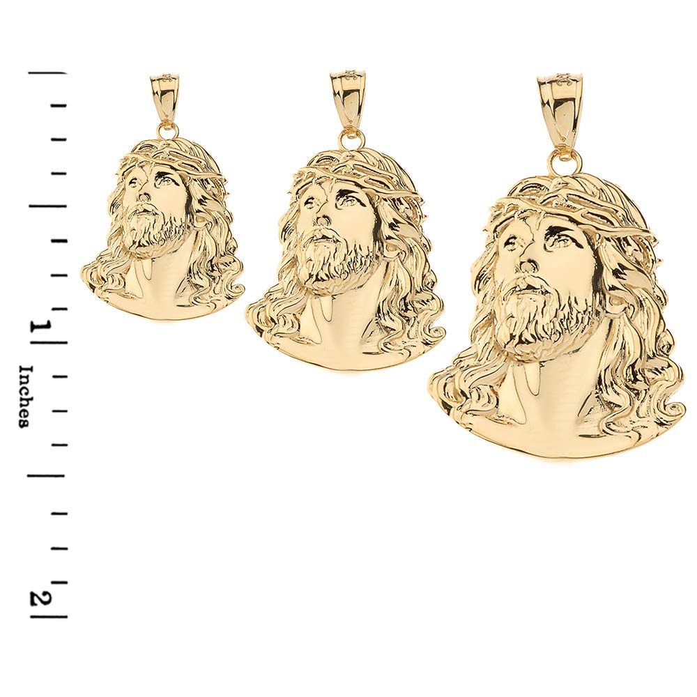 14K Yellow Gold Jesus Head 3/4” Pendant