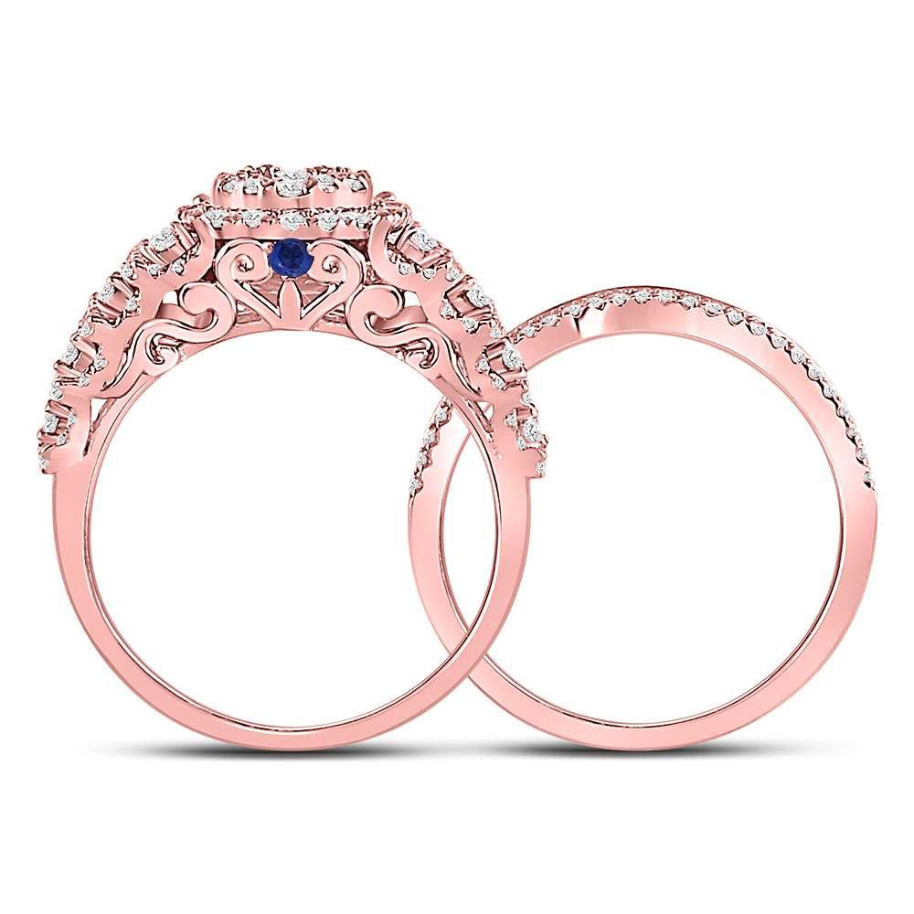 14kt Rose Gold Womens Round Diamond Vintage-inspired Bridal Wedding Engagement Ring Band Set 1.00 Cttw