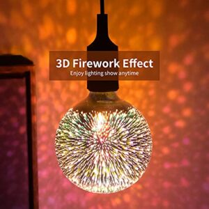 Porseme 3D Fireworks Decorative Light Bulb, E26 Base, 7W, AC100-240V, Glass Bulbs with Soft Warm Light, Shiny Decor for Home, Bedroom, Party (Included 1 G125 Bulb)