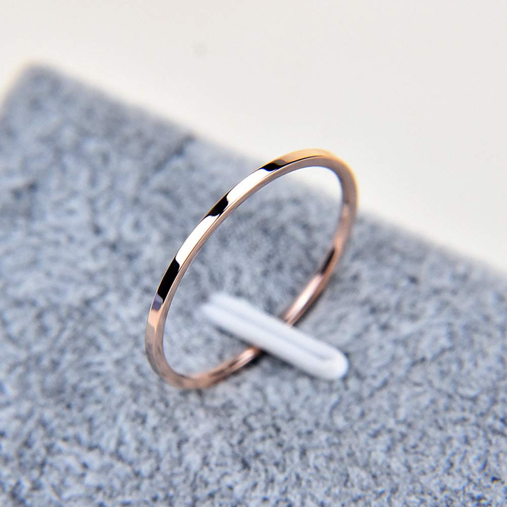 yfigo 4pcs 1mm Titanium Stainless Steel Women Plain Stacking Rings Knuckle Bands Classic Wedding Bands Silver-Gold-Rose Tone-Black 6-10