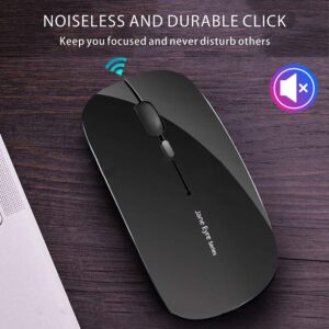 Uciefy Q5 Slim Rechargeable Wireless Mouse, 2.4G Portable Optical Silent Ultra Thin Wireless Computer Mouse with USB Receiver and Type C Adapter, Compatible with PC, Laptop, Notebook, Desktop Black