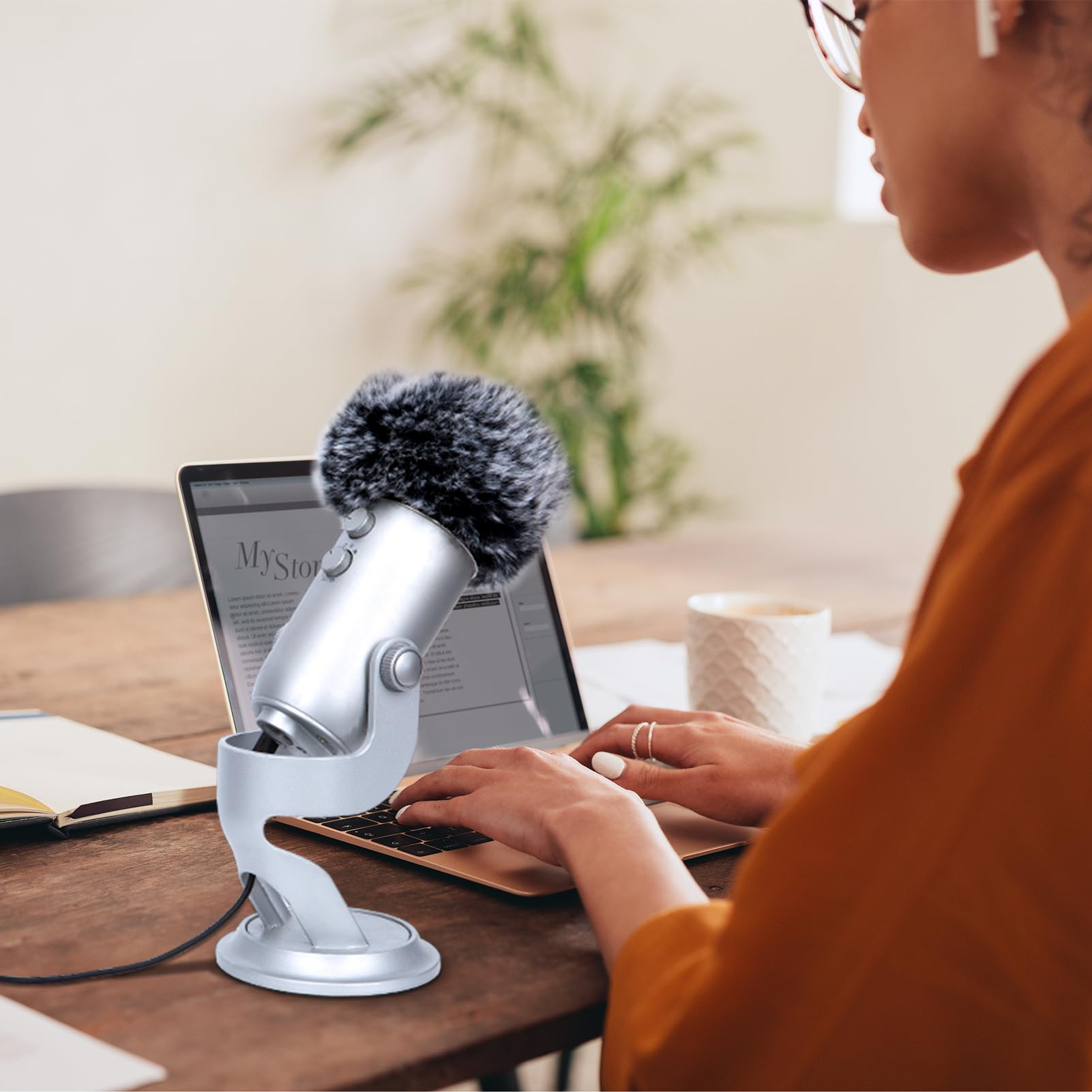 YOUSHARES Blue Yeti Pop Filter for Blue Yeti Microphone, Blue Yeti Pro USB Condenser Mic, Windscreen Muff for Filtering Plosives and Hissing Noise, Mic Wind Cover