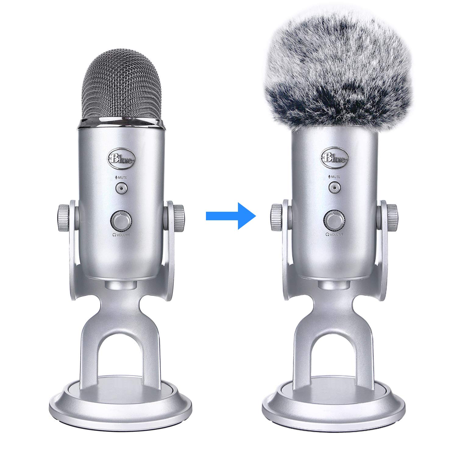 YOUSHARES Blue Yeti Pop Filter for Blue Yeti Microphone, Blue Yeti Pro USB Condenser Mic, Windscreen Muff for Filtering Plosives and Hissing Noise, Mic Wind Cover