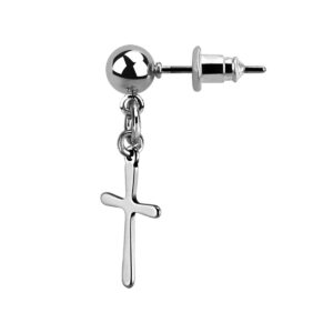 dangling cross charm stainless steel bead ball stud helix earring