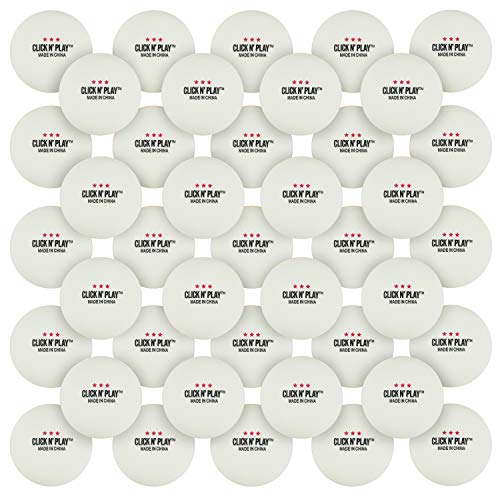 Click N' Play 3 Star Ping Pong Balls White, Premium Advanced Training Tournament Grade Ping Pong Balls Bulk, Table Tennis Balls for Beer Pong, Table Tennis Tournaments & Recreational Play, Pack of 50