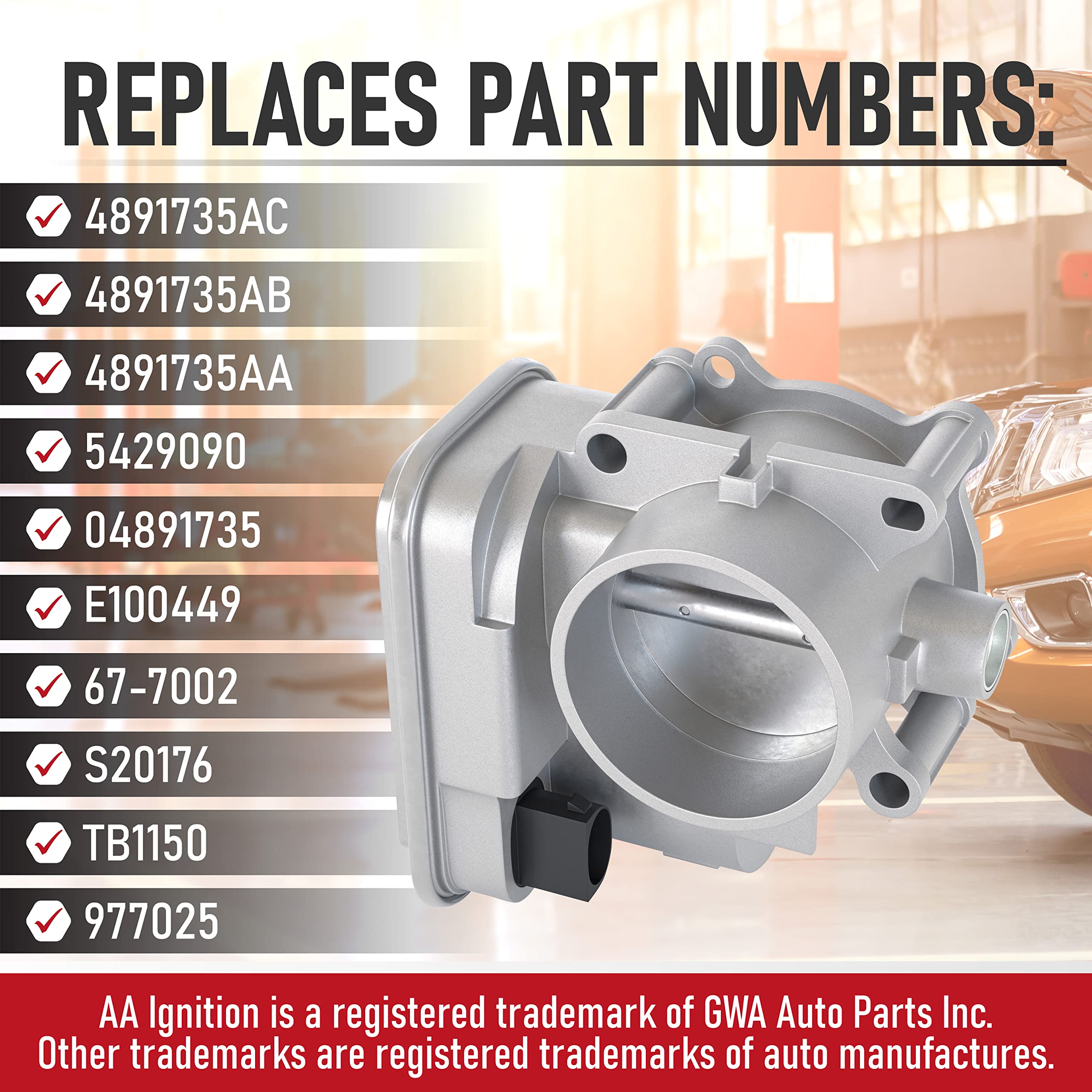 Electronic Throttle Body - Compatible with Chrysler, Jeep & Dodge 2.0L and 2.4L - 200, Sebring, Avenger, Caliber, Journey, Compass and Patriot - Replaces 04891735AC, 977025, 4891735AD - 2007-2017