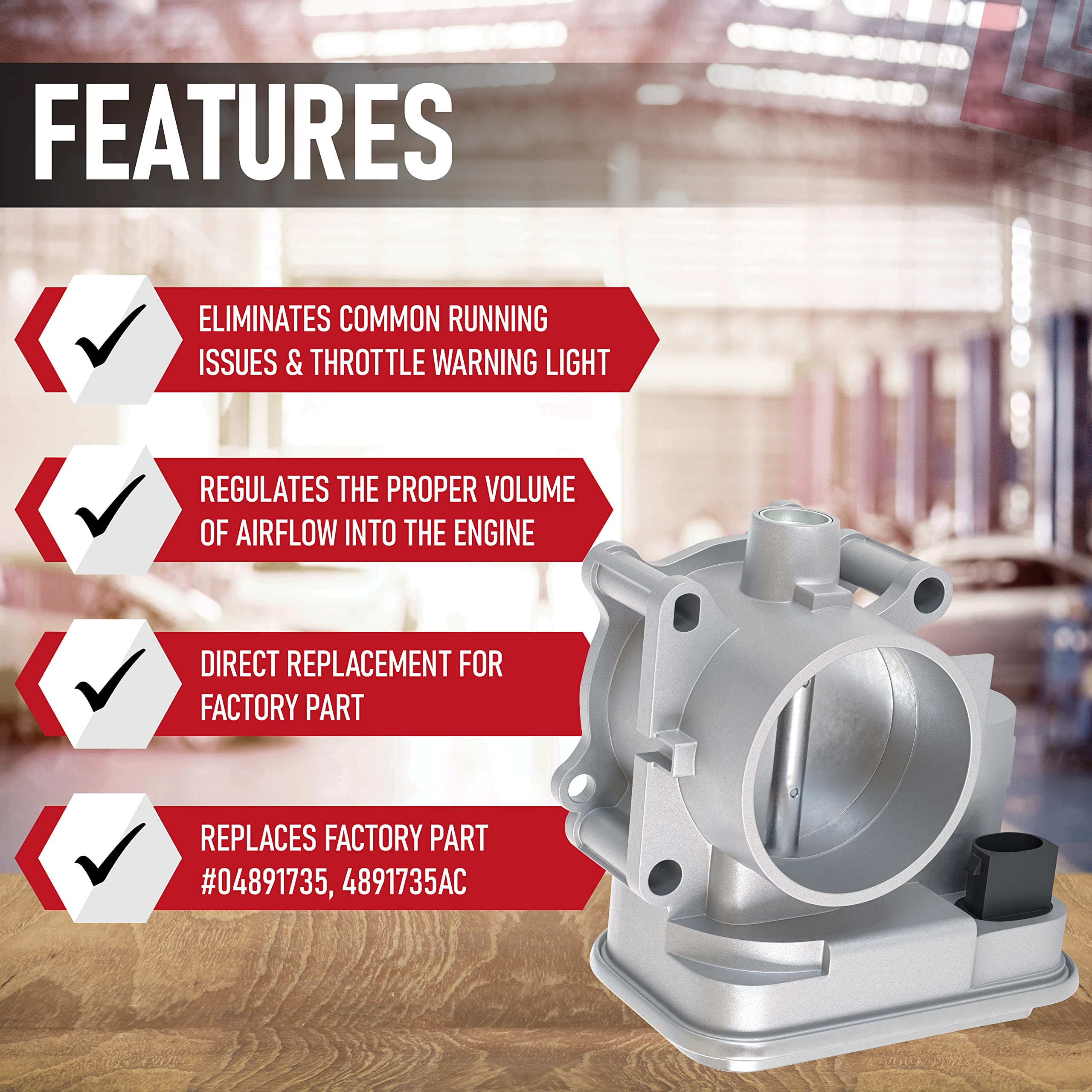 Electronic Throttle Body - Compatible with Chrysler, Jeep & Dodge 2.0L and 2.4L - 200, Sebring, Avenger, Caliber, Journey, Compass and Patriot - Replaces 04891735AC, 977025, 4891735AD - 2007-2017