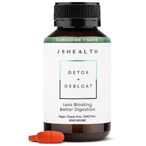 jshealth vitamins detox and debloat liver health formula | liver detox pills | debloating formula with milk thistle, turmeric, fennel | liver cleanse supplement (60 tablets)