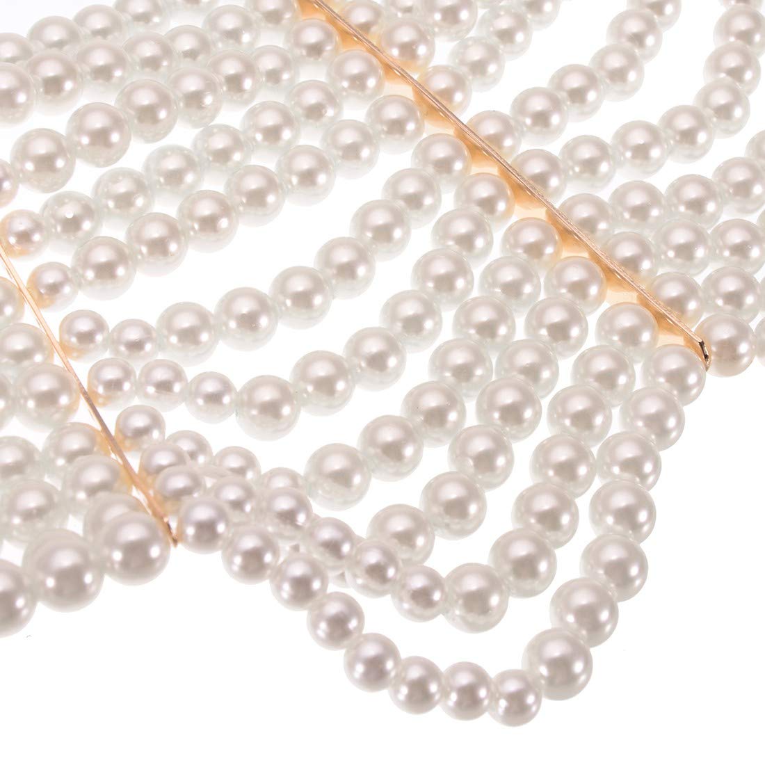 Chunky Statement Necklace, Pearls Bib Necklace Costume Novelty Fashion Jewelry White