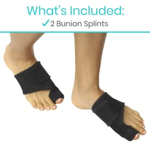 Vive Bunion Brace (Pair) - Big Toe Corrector Straightener with Splint - Hallux Valgus Pad, Joint Pain Relief, Alignment Treatment - Orthopedic Sleeve Foot Wrap Support for Men and Women (Black)