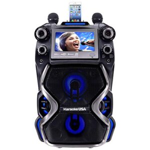 Karaoke USA GF920 Rechargeable Portable Bluetooth CDG-MP3G Karaoke Machine and PA System with 2 Microphones