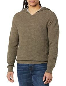 the knitwear lab men's 3d textured hoodie pullover sweater bark x-large