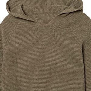 The Knitwear Lab Men's 3D Textured Hoodie Pullover Sweater Bark X-Large