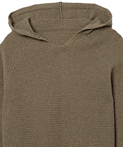 The Knitwear Lab Men's 3D Textured Hoodie Pullover Sweater Bark X-Large