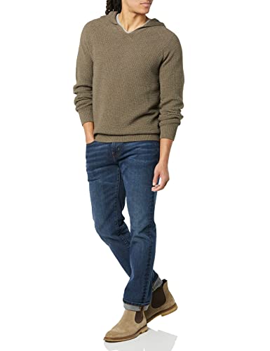 The Knitwear Lab Men's 3D Textured Hoodie Pullover Sweater Bark X-Large