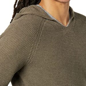 The Knitwear Lab Men's 3D Textured Hoodie Pullover Sweater Bark X-Large