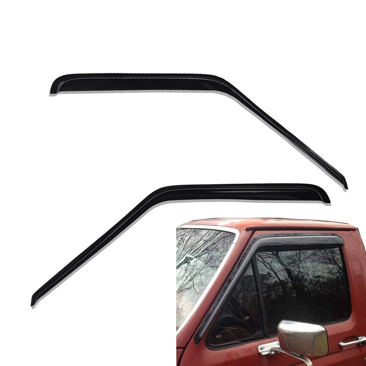 Lightronic WV92068 Outside-Mount Side Window Visor Deflector Rain Guard, Dark Smoke, 2-Pieces Set, Fit 1980-1996 Ford Bronco, 1980-1996 F-150/F-250/F-350, 1997 F-250 HD, Regular Cab/SuperCab/SuperCrew