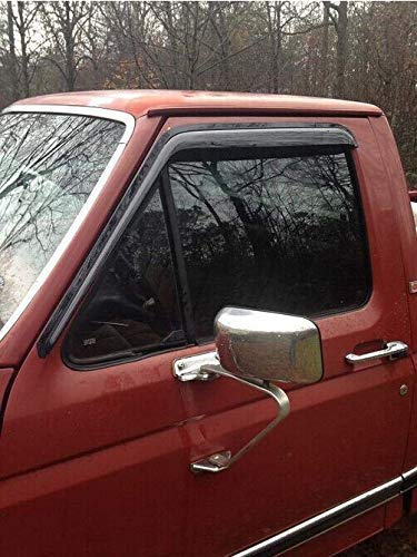 Lightronic WV92068 Outside-Mount Side Window Visor Deflector Rain Guard, Dark Smoke, 2-Pieces Set, Fit 1980-1996 Ford Bronco, 1980-1996 F-150/F-250/F-350, 1997 F-250 HD, Regular Cab/SuperCab/SuperCrew