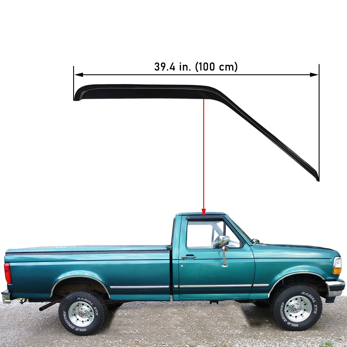 Lightronic WV92068 Outside-Mount Side Window Visor Deflector Rain Guard, Dark Smoke, 2-Pieces Set, Fit 1980-1996 Ford Bronco, 1980-1996 F-150/F-250/F-350, 1997 F-250 HD, Regular Cab/SuperCab/SuperCrew