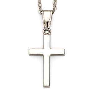 14kt white gold cross pendant necklace. 18 inches