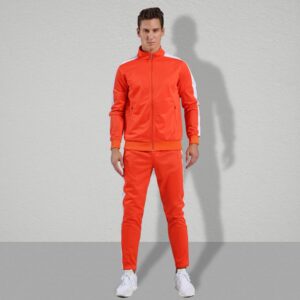 Shinestone Men's Sport Casual Tracksuit Warm Up Suit Gym Training Wear for Christmas (Orange, M)