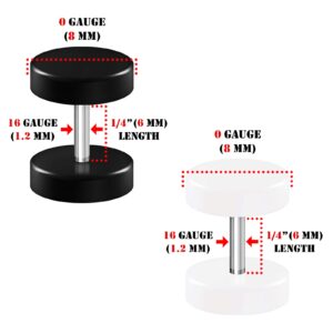 BIG GAUGES 2 Pairs Acrylic 16g Gauge 1.2mm 8mm Black White Fake Plugs O-rings Piercing Jewelry Illusion Ear Cheater Earring Lobe BG2923