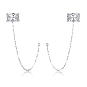 SLUYNZ 925 Sterling Silver Cuff Earrings Chain Studs for Women Cartilage Earrings Crawler Earrings Wrap (Style 2)