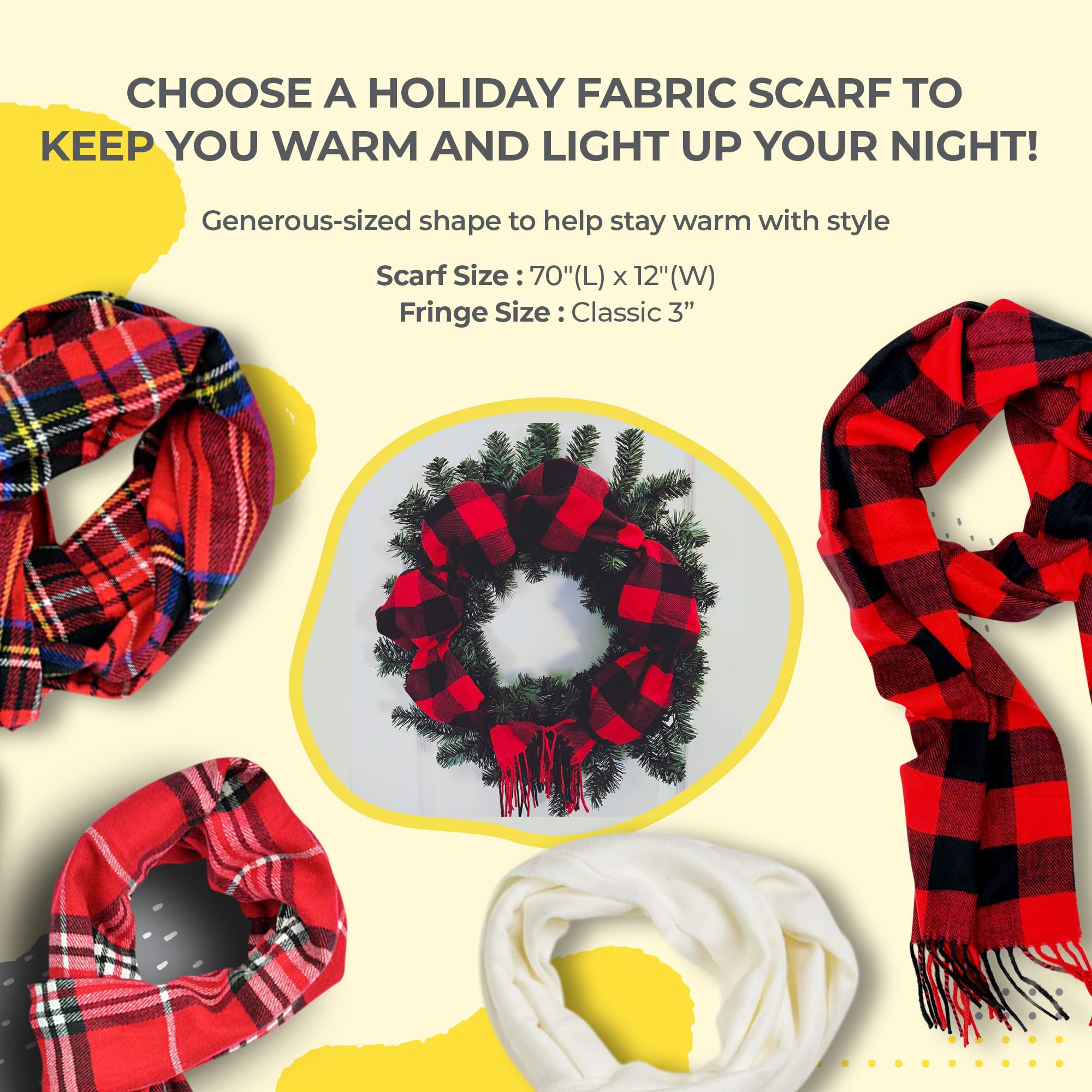 Plum Feathers Plaid Check and Solid Cashmere Feel Winter Scarf (Burgundy-Navy-Beige Check)