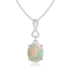 angara natural opal solitaire infinity pendant necklace for women in sterling silver (grade-aaaa | 10x8mm) october birthstone jewelry gift for women | birthday | wedding | anniversary