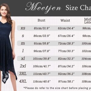 Meetjen Women's Vintage V Neck Dress Handkerchief Hem Asymmetrical Cocktail Formal A-Line Dresses White XL