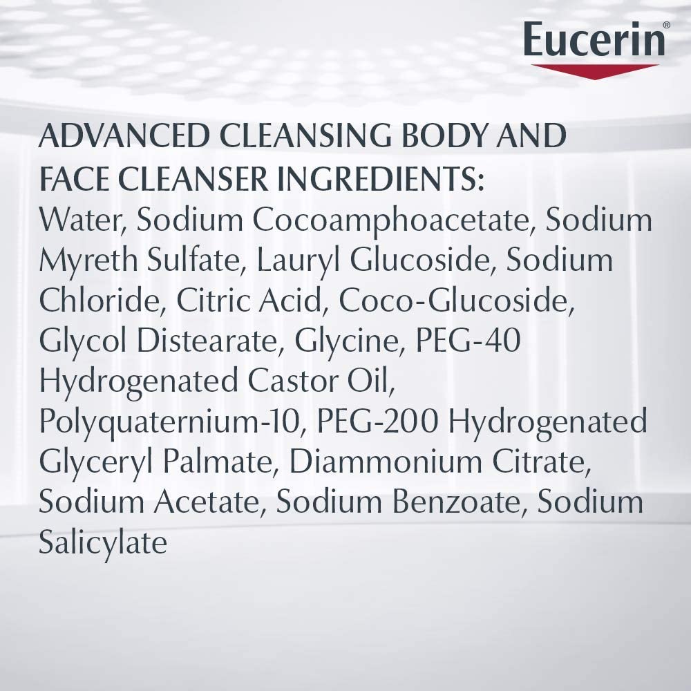 Eucerin Advanced Cleansing Body & Face Cleanser 16.9 Ounce (500ml) (Pack of 3)