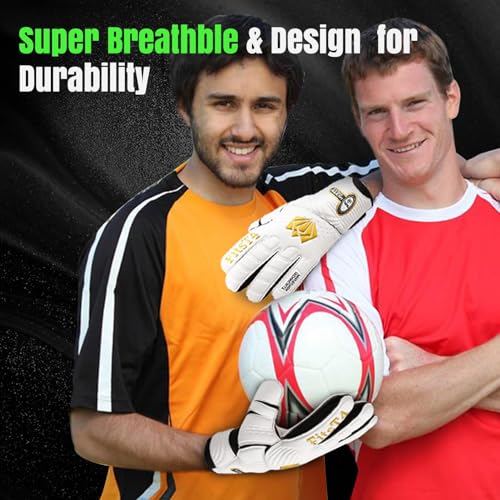 FitsT4 Sports Youth Adult Goalie Goalkeeper Soccer Gloves 3.5+3MM Super Grip Latex Finger Support Performance Glove Level 3.5 Prevent Injuries